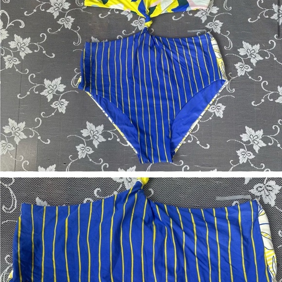 Maaji Sunflower Spin Reversible High Neck One-Piece Cutout Swimsuit XXL - Picture 4 of 9